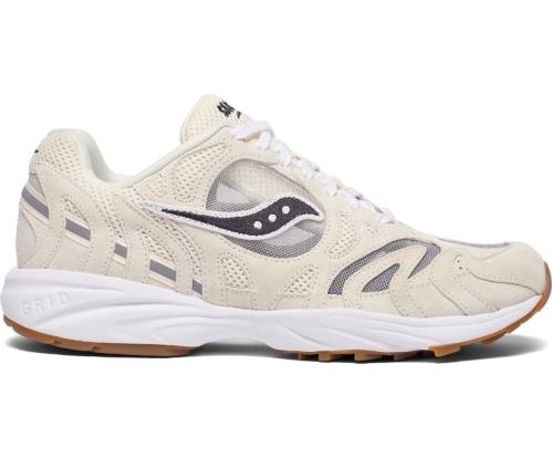 Tenis Saucony Grid Azura 2000 Unisexo Zapatos Originales Antique Blancas México MX-764-FA